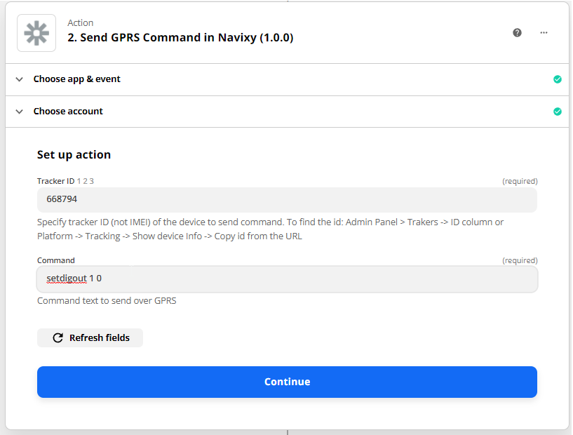 Set send gprs command settings